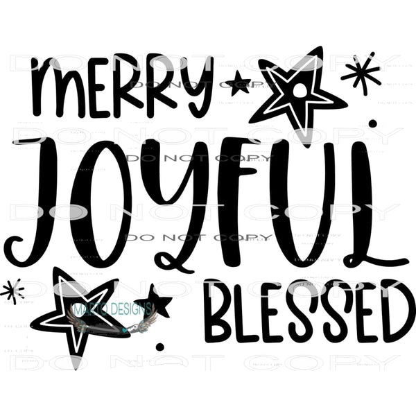 Merry Joyful Blessed #7977 Sublimation transfers - Heat
