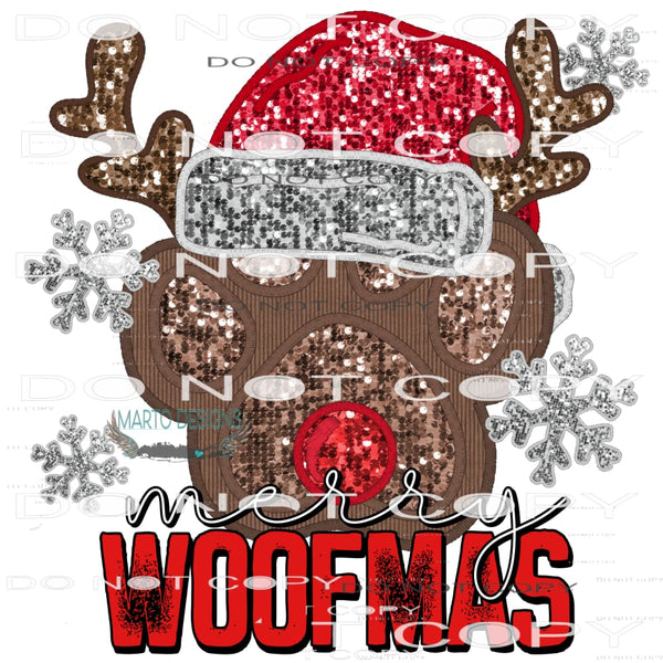 Merry Woofmas #7486 Sublimation transfers - Heat Transfer