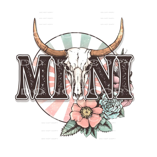 Mini bull skull # 398 Sublimation transfers - Heat Transfer