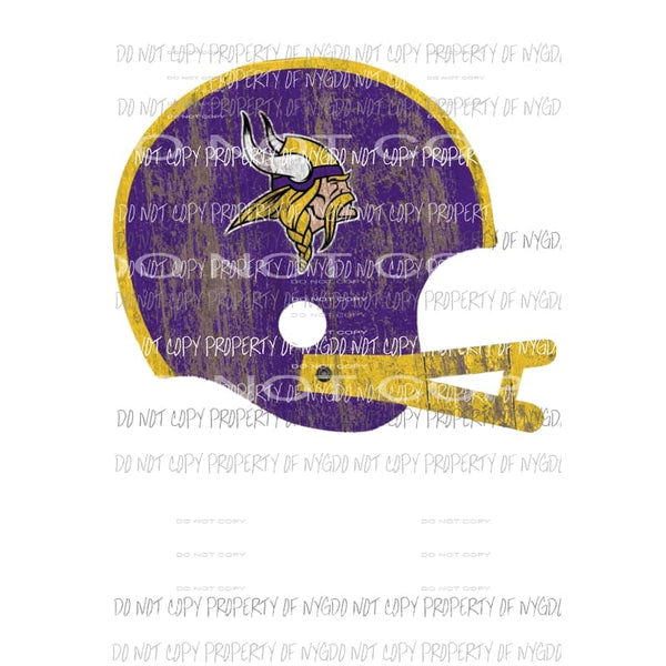 Minnesota Vikings rustic helmet purple gold Sublimation transfers Heat Transfer