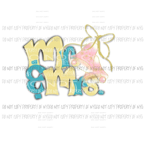 Mr & Mrs wedding bells Sublimation transfers Heat Transfer