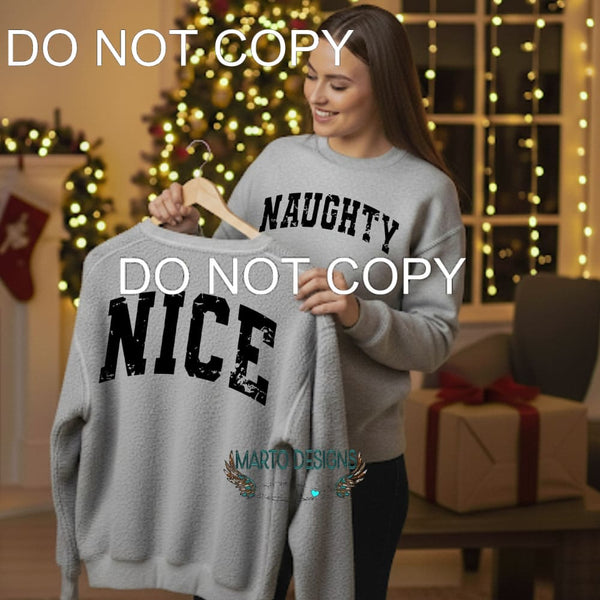 Naughty and Nice you get both 2 Transfers BLACK - Single