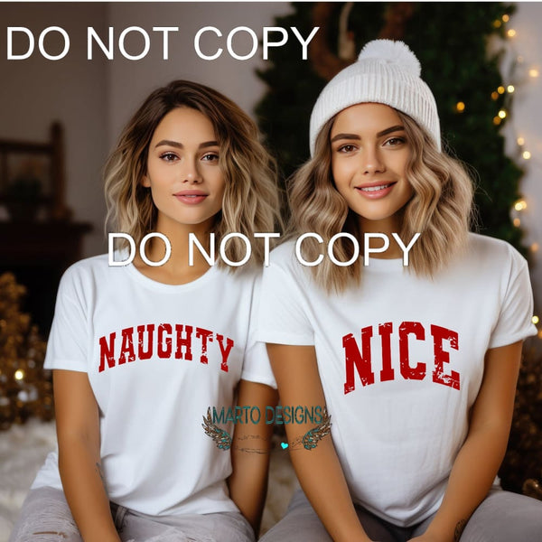 Naughty and Nice you get both 2 Transfers RED - Single