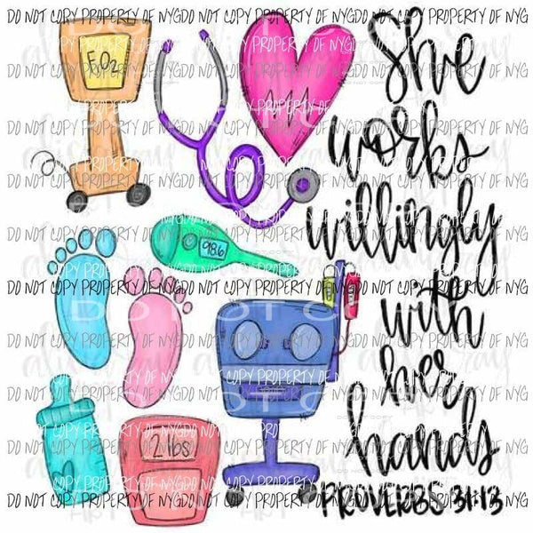 Pediatrician She Works Willingly Sublimation transfers Heat Transfer
