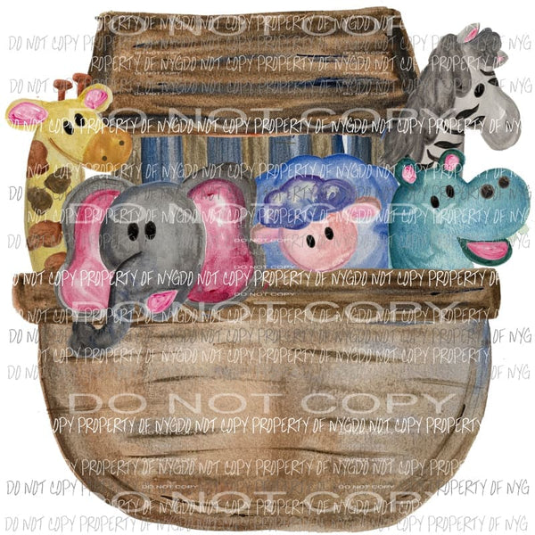 Noahs Ark watercolor animals Sublimation transfers Heat Transfer