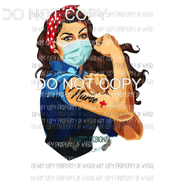 Nurse #6 brown hair blue eyes Sublimation transfers Heat Transfer