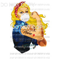 Nurse Blonde Mask rosie Nurse Sublimation transfers Heat Transfer