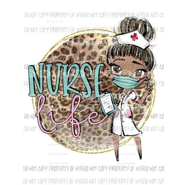 Nurse Life #1 African american leopard Sublimation transfers Heat Transfer