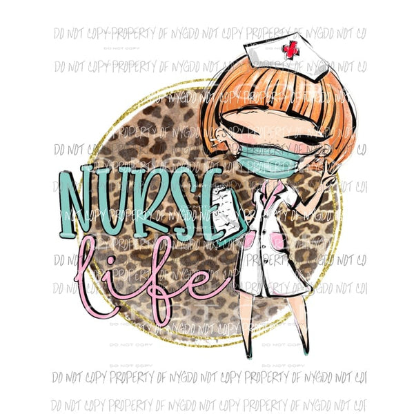 Nurse Life #9 red short hair leopard Sublimation transfers Heat Transfer