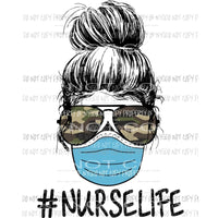 #Nurse Life skull #2 camo sunglasses mask Sublimation transfers Heat Transfer