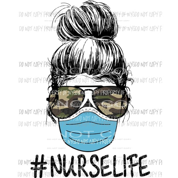 #Nurse Life skull #2 camo sunglasses mask Sublimation transfers Heat Transfer
