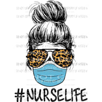 #Nurse Life skull #3 leopard sunglasses mask Sublimation transfers Heat Transfer