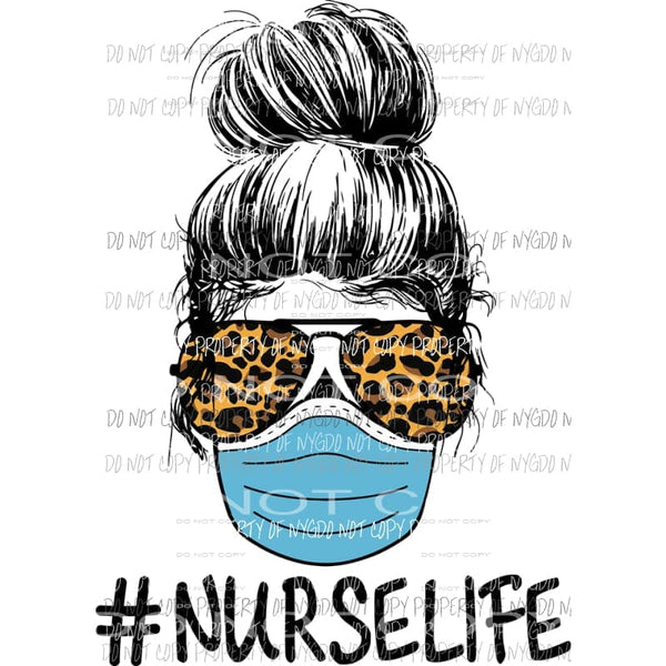 #Nurse Life skull #3 leopard sunglasses mask Sublimation transfers Heat Transfer