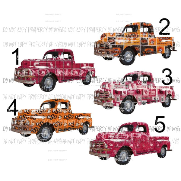 Oklahoma Trucks you choose 1-5 Sublimation Transfers Heat Transfer