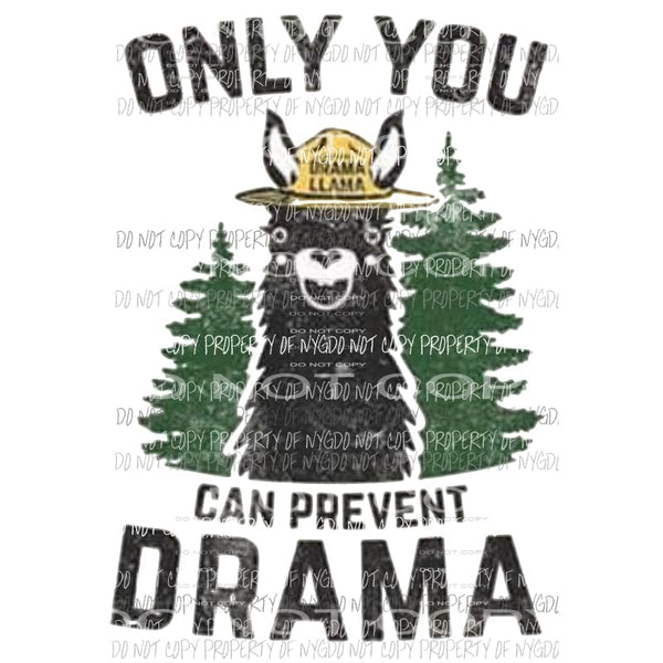 Only you can prevent drama Llama Sublimation transfers Heat Transfer