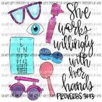 Optometrist She Works Willingly Sublimation transfers Heat Transfer