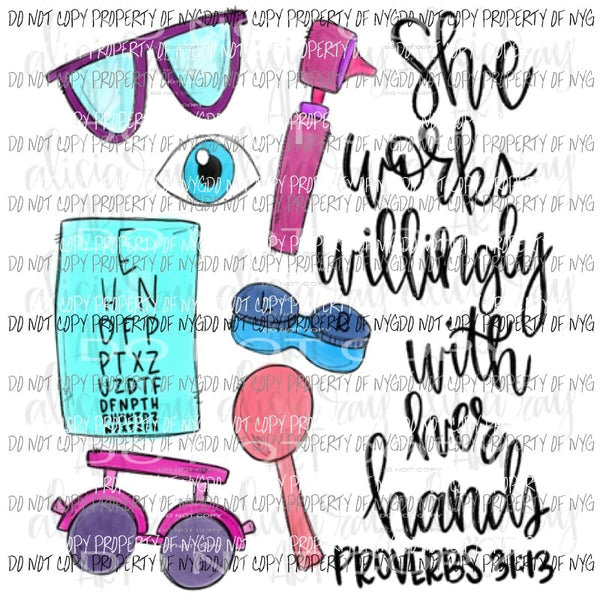 Optometrist She Works Willingly Sublimation transfers Heat Transfer