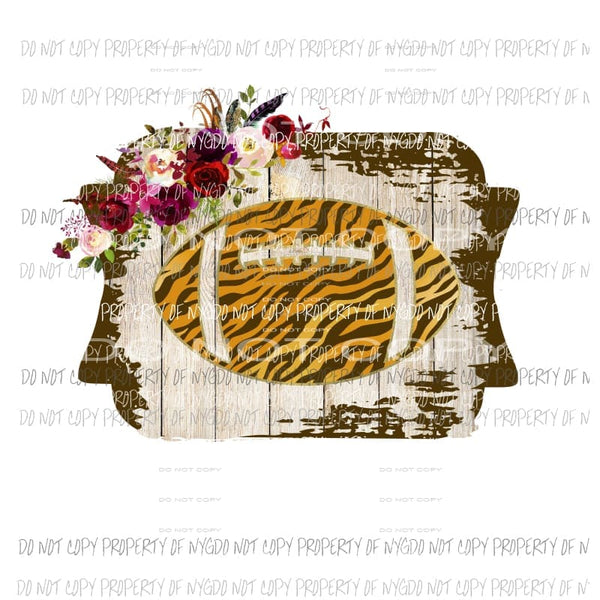 Orange and Brown football with flowers Sublimation transfers Heat Transfer