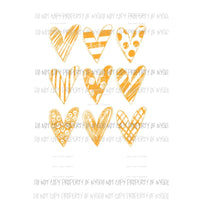 Orange doodle sketch hearts Sublimation transfers Heat Transfer