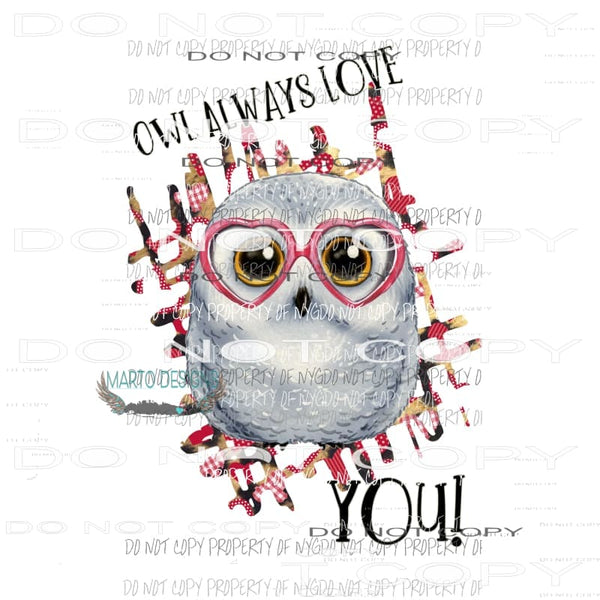 Owl Always Love You #2 leopard background Sublimation transfers Heat Transfer