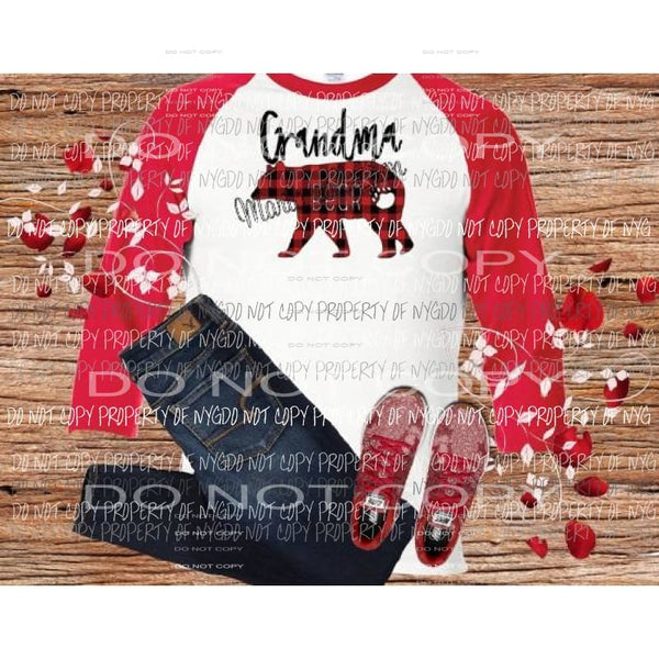 Papa or Grandma Bear plaid sublimation transfer Heat Transfer
