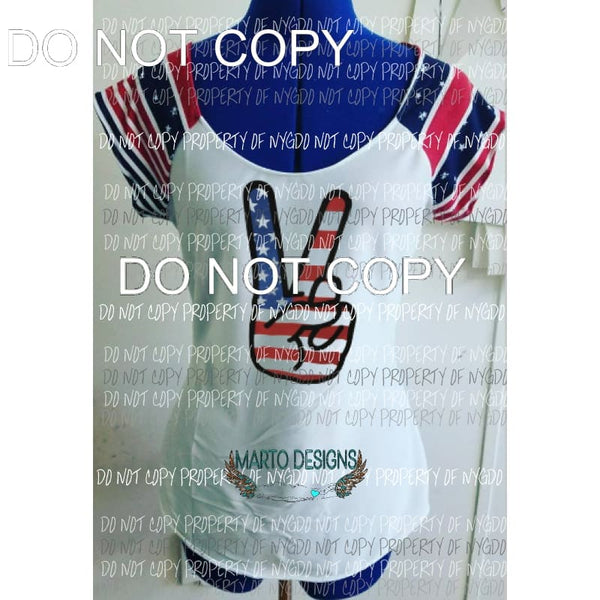 Peace hand Flag Sublimation transfers Heat Transfer