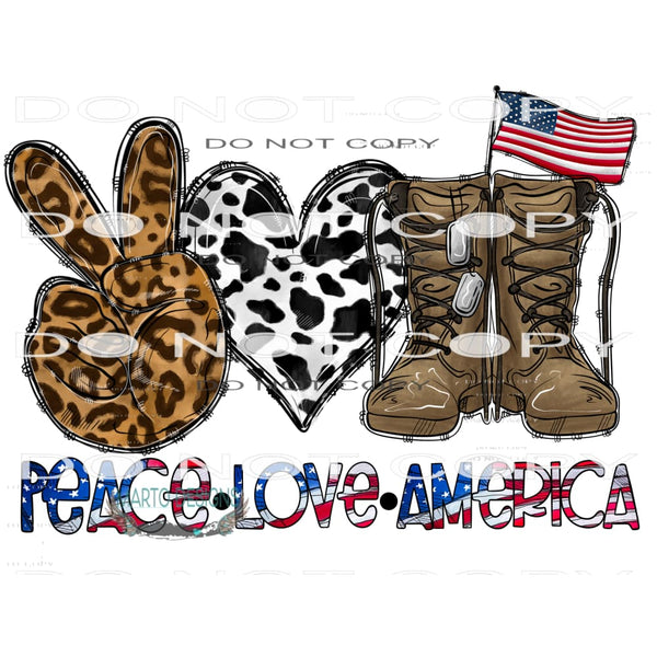 Peace Love America #10909 Sublimation transfer - Heat