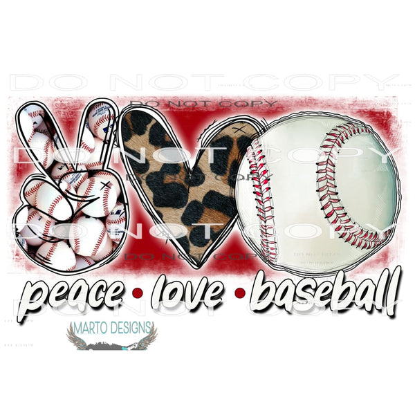 Peace Love Baseball #10707 Sublimation transfers - Heat