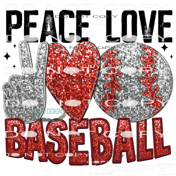Peace Love Baseball #6519 Sublimation transfers - Heat