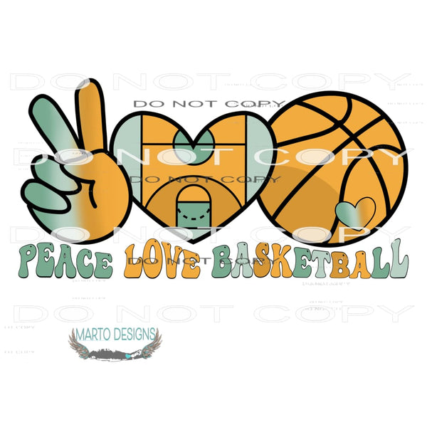 Peace Love Basketball #9358 Sublimation transfers - Heat