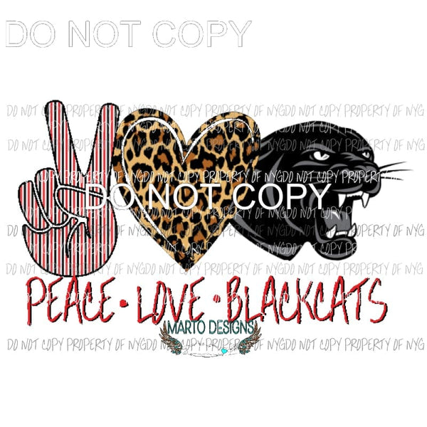 Peace Love Black cats red and black Sublimation transfers Heat Transfer