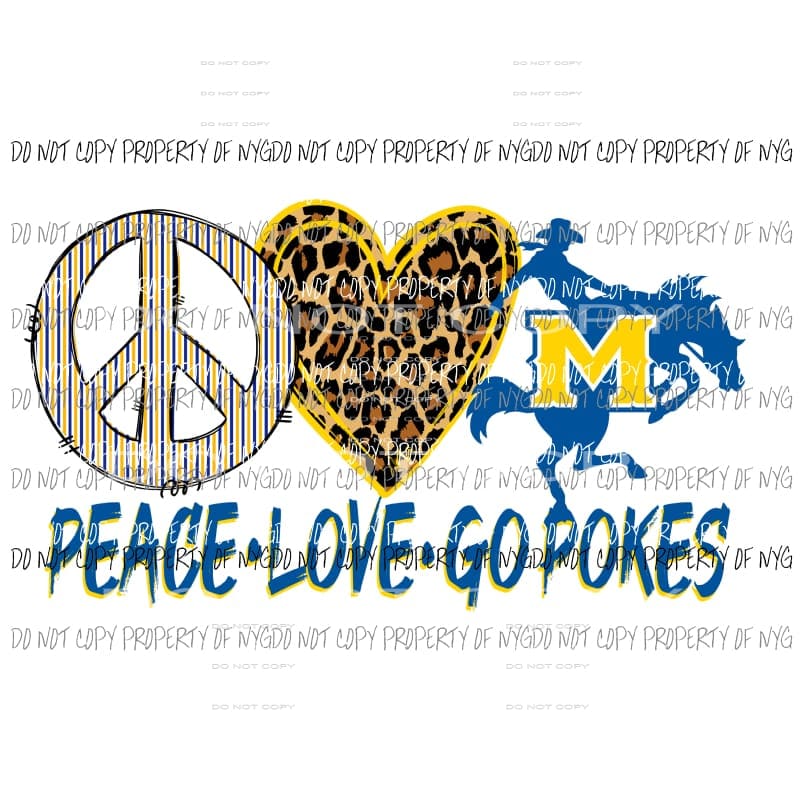Go Pokes Signs martodesigns - Peace Love Go Pokes #2 Sublimation transfers