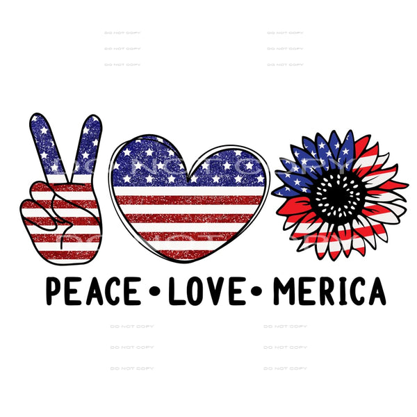 Peace Love Merica #5187 Sublimation transfers - Heat