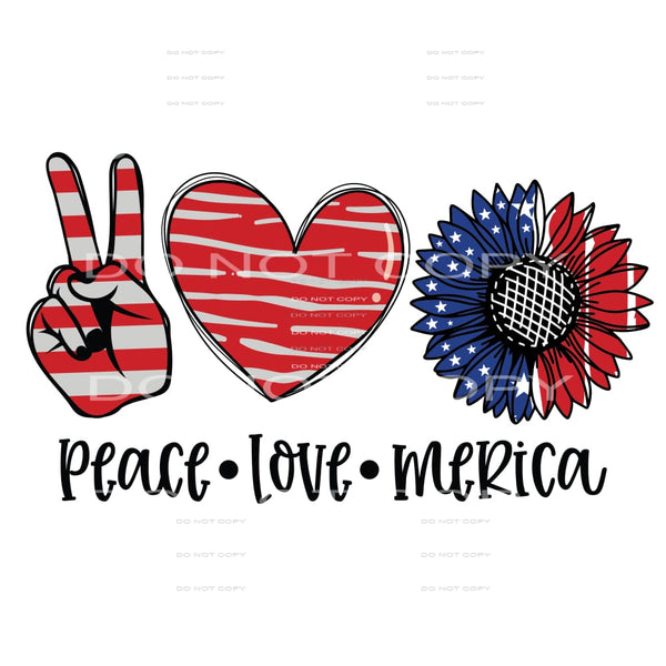 Peace Love Merica #5188 Sublimation transfers - Heat