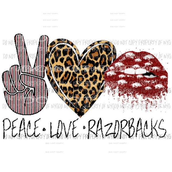 Peace Love Razorbacks 3 Arkansas Sublimation transfers Heat Transfer