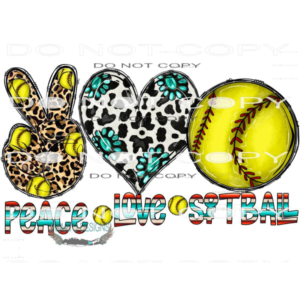Peace Love Softball #10683 Sublimation transfers - Heat