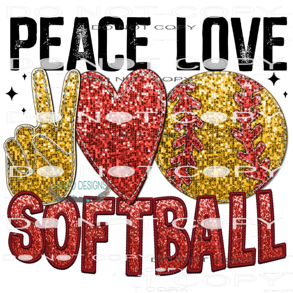 Peace Love Softball #6517 Sublimation transfers - Heat