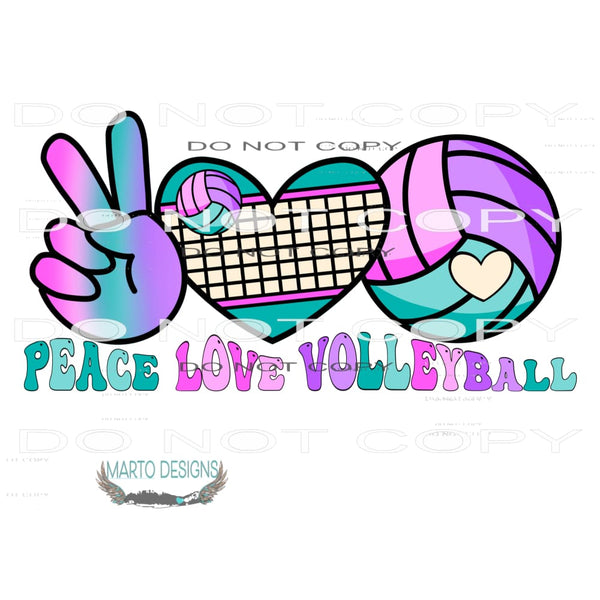 Peace Love Volleyball #9395 Sublimation transfers - Heat