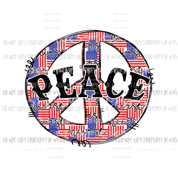 Peace Nurse Sublimation transfers Heat Transfer