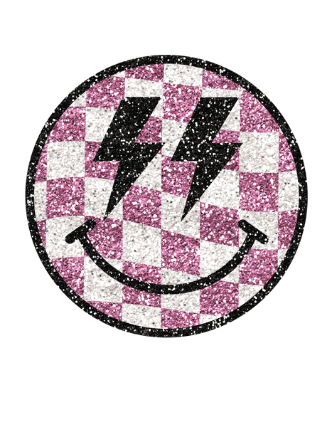 Pink Checkered Smile #7869 Sublimation transfers - Heat
