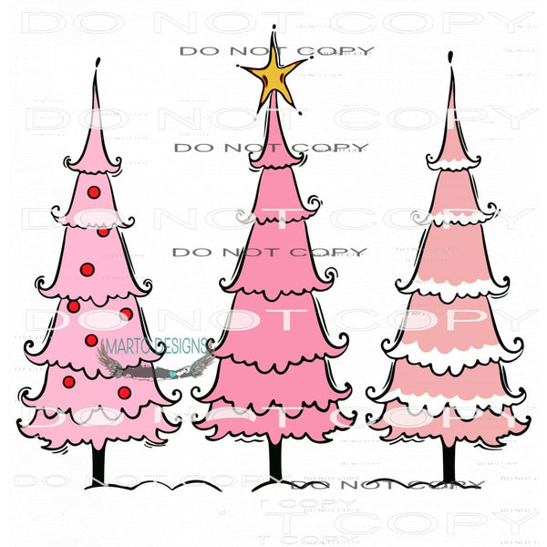 Pink Christmas Tree #7587 Sublimation transfers - Heat