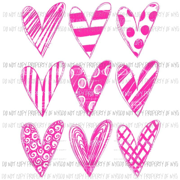 Pink doodle sketch heartsSublimation transfers Heat Transfer