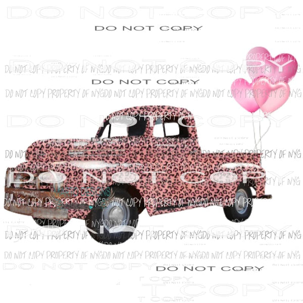 Pink Leopard Truck balloons Sublimation transfers Heat Transfer
