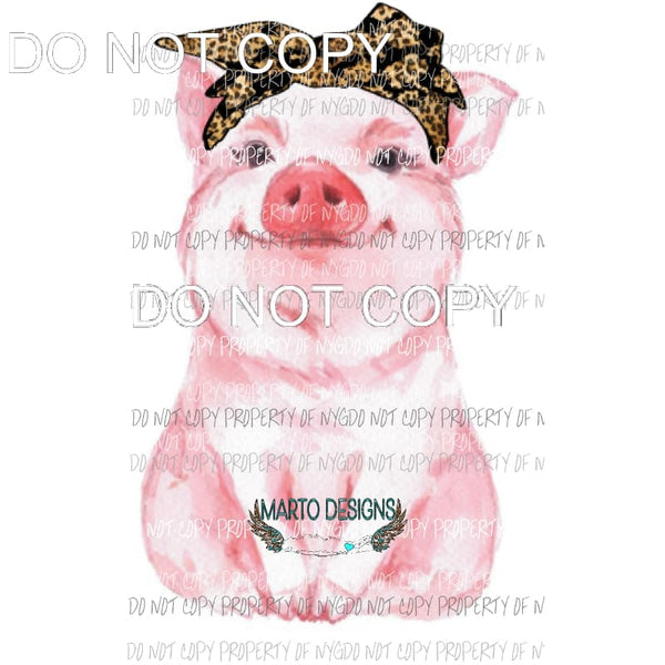 Pink Pig leopard Sublimation transfers Heat Transfer