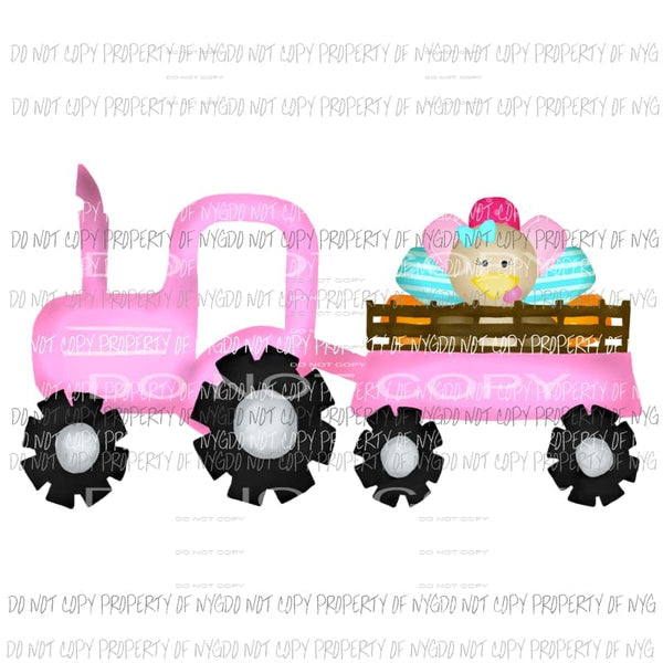 Pink Tractor watercolor turkey Sublimation transfers Heat Transfer