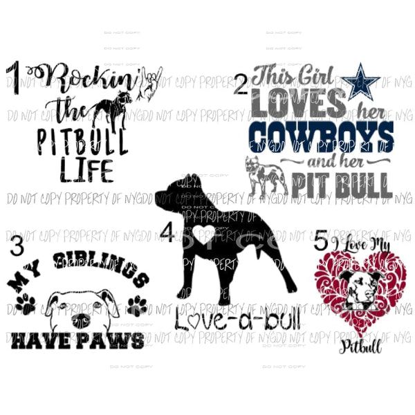 Pit bull 5 to choose from sublimation transfer Heat Transfer