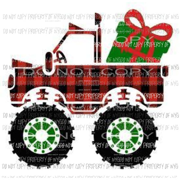 Plaid christmas Truck Sublimation transfers Heat Transfer