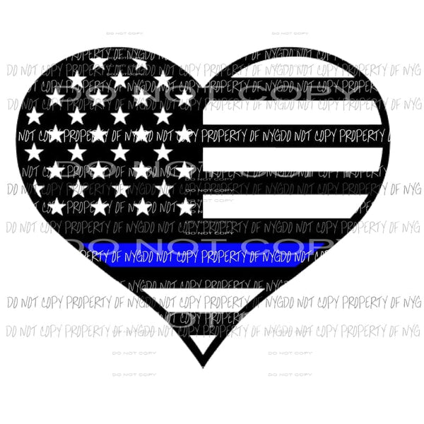 Police Heart Sublimation transfers Heat Transfer