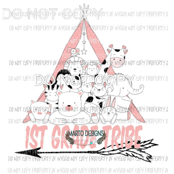 Pre K - 6th Grade tribe tee pee Girls Sublimation transfers Heat Transfer