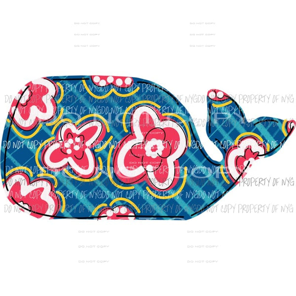 Preppy Floral Whale Sublimation transfers Heat Transfer